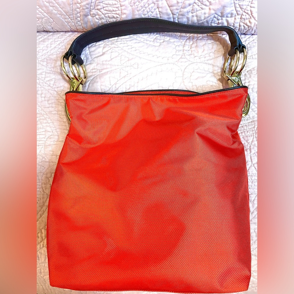 JPK Paris 75 Tomato Red Tote Handbag, nylon with leather strap